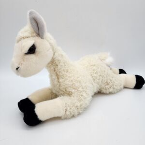 Aurora Llama Flopsie Plush 12" Ivory Curly Fur Lays Down Stuffed Animal Toy 2022